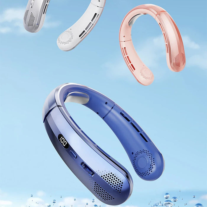 Portable Hanging Bladeless Neck Fan with LED Display