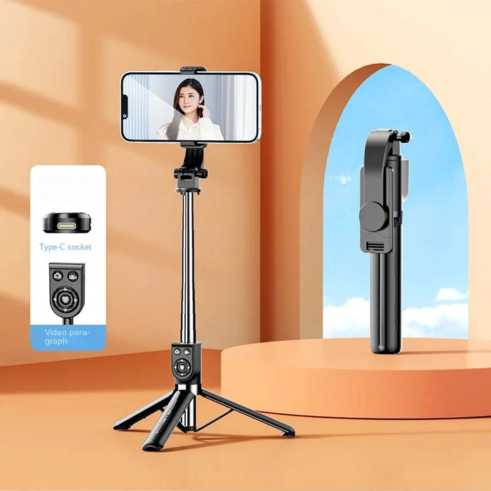 1M Selfie Stick Tripod with LED Light and Bluetooth Remote for iPhone/Android