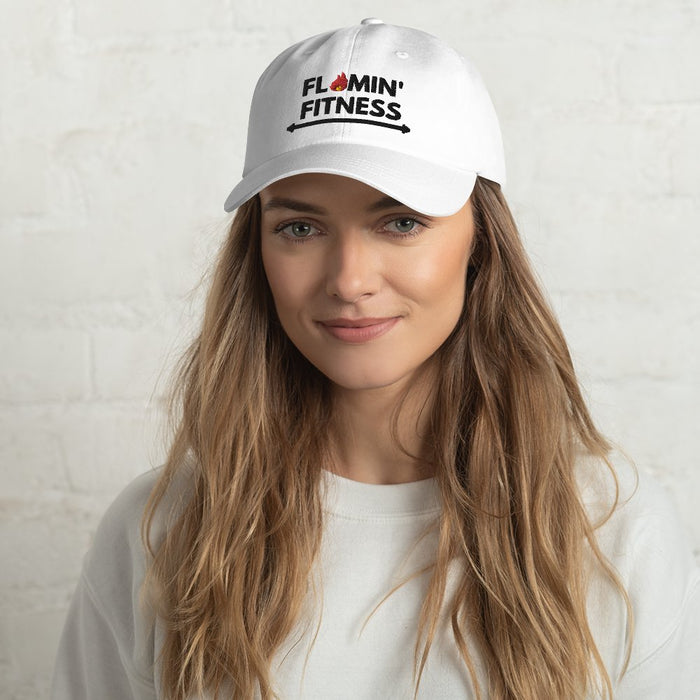 White Baseball Cap - Flamin' Fitness