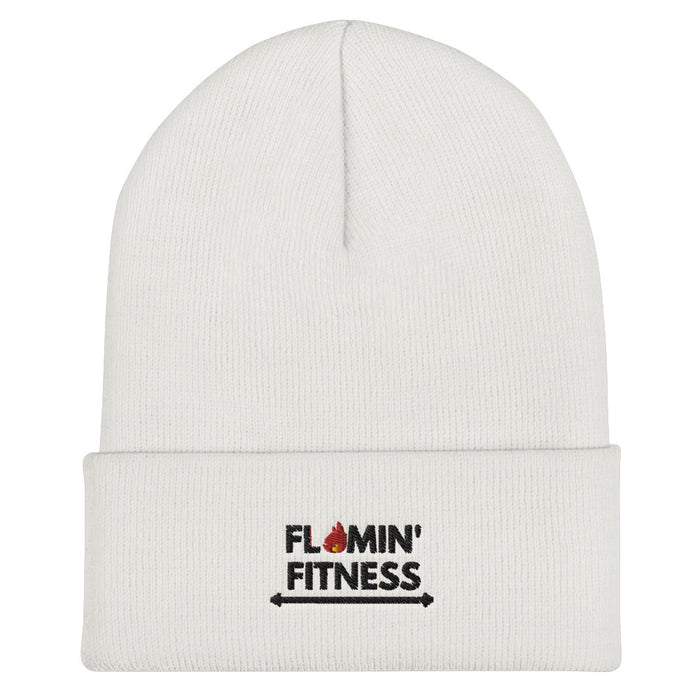 White Cuffed Beanie - Flamin' Fitness